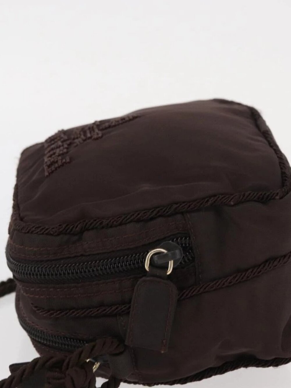PRADA Shoulder Bag Nylon Brown Gold Auth gh1558 - Picture 6 of 16